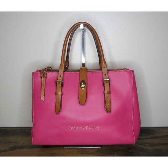 RARE Dooney & Bourke Fuchsia Tote – Rainbow Chevron Lining – Lucca Collection - Picture 3 of 15